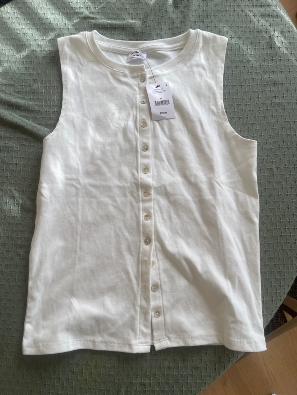 Cotton On White Button-Front Sleeveless Muscle Tank